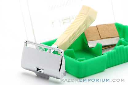 1940s Gem G-Bar Single Edge Razor with Cream Handle Set