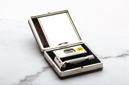 1948-1951 Gillette Rhodium Executive Razor in Ostrich Leather Case | Original Condition