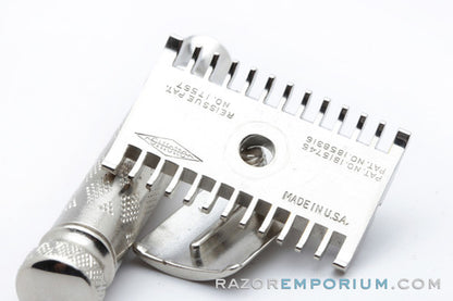 1930's Gillette Deluxe New Improved Norfolk Tuckaway DE Razor Nickel Revamp