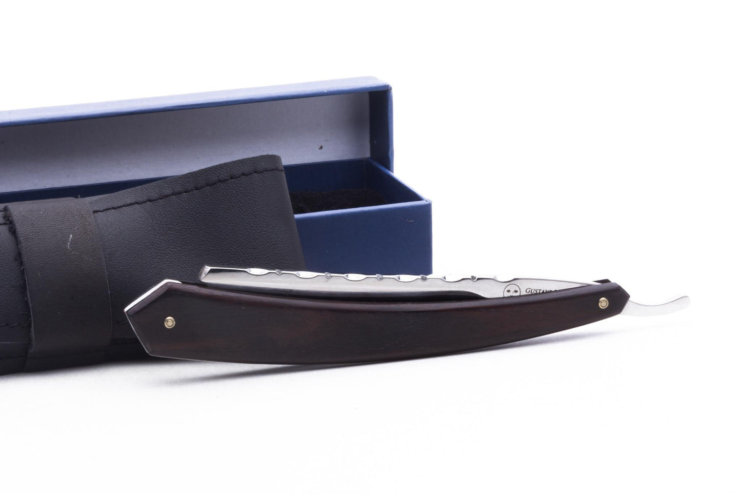 6/8" Gustave Lalune Straight Razor "English Archer" Blackwood Scales