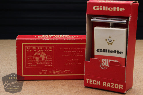 Gillette 1966 L1 Ball End Tech Razor in Red Box - New Old Stock