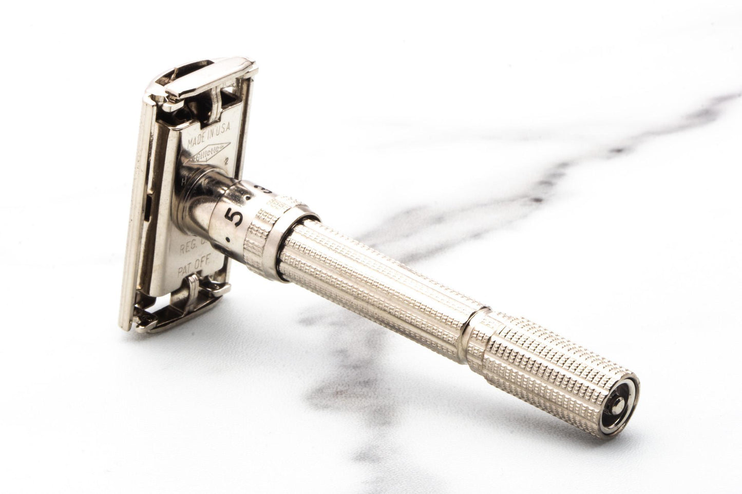 1962 H3 Gillette Slim Adjustable TTO Double Edge Safety Razor | Factory Nickel Revamp