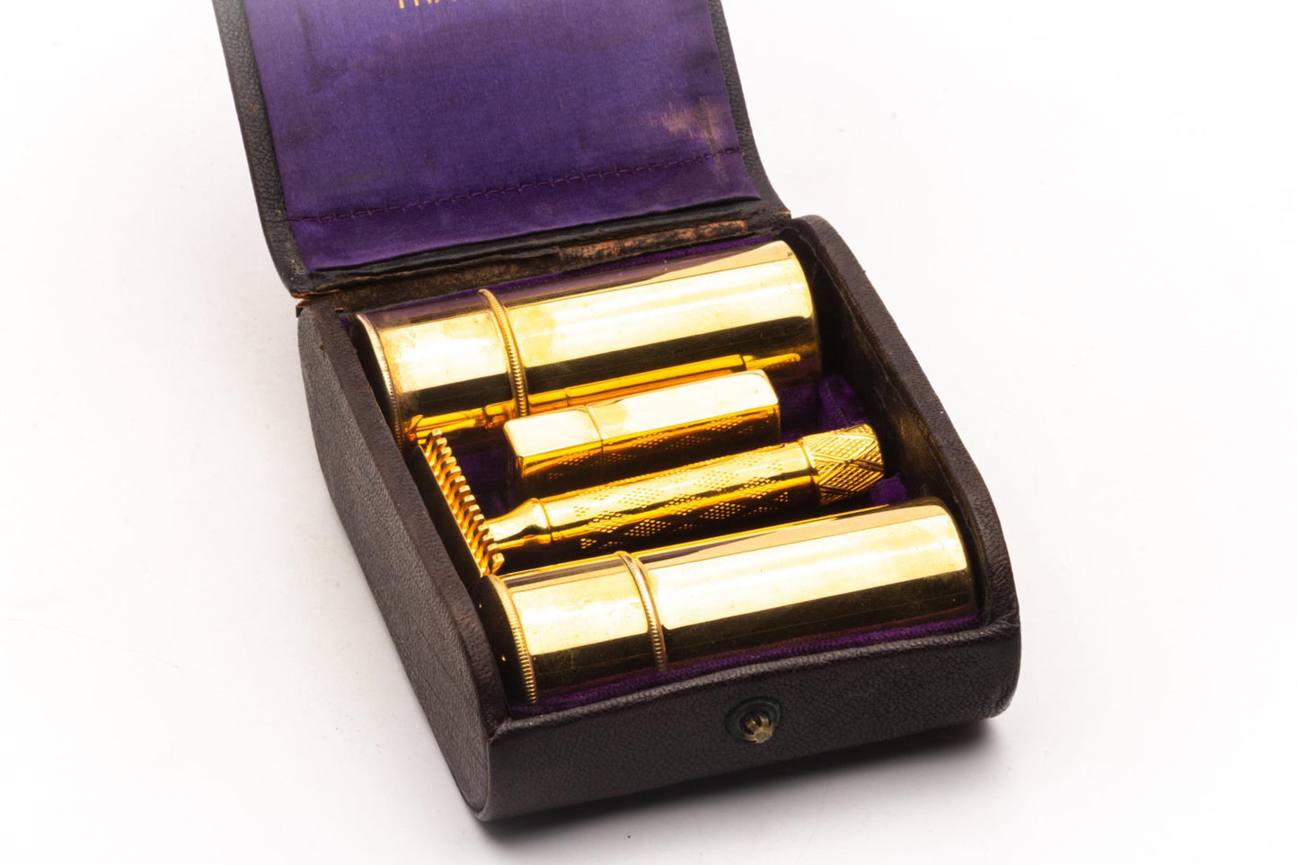 1922 Gillette New Improved Tuckaway Traveler Safety Razor Set | 24k Gold Revamp
