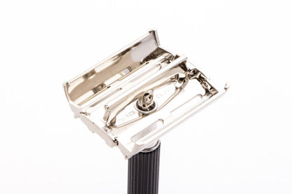 1968 N1 Gillette Black Handle Super Speed Safety Razor |Factory Nickel Revamp