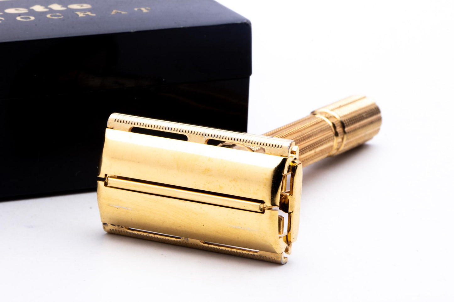 1966 L1 Gillette Gold Slim Aristocrat Adjustable Safety Razor Set | Original Condition