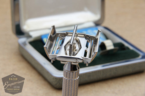 Gillette 1954 President DE Safety Razor - Original Rhodium Finish MINT
