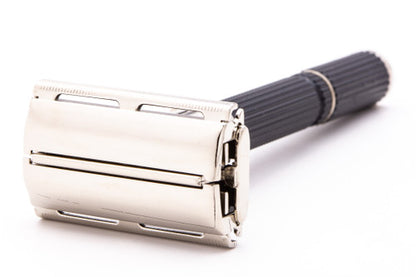 1980 A1 Gillette Super Adjustable "Black Beauty" DE Safety Razor | Factory Nickel Revamp