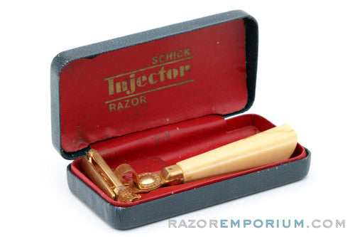 1940s Schick Gold Injector Bakelite Handle Set