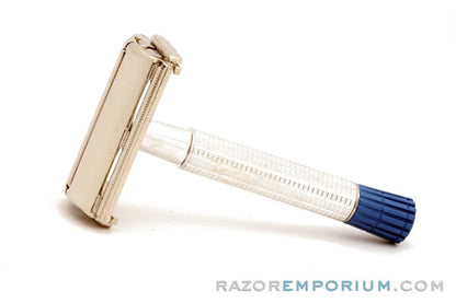 1956 B1 Gillette Blue Tip Light DE Super Speed Razor w/ Case & Blade Bank