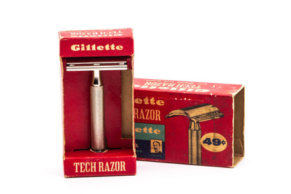 1957 C4 Gillette Ball End Tech DE Safety Razor | Original Condition