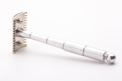 Unbranded Open Comb Long Handle Double Edge Safety Razor | Factory Nickel Revamp