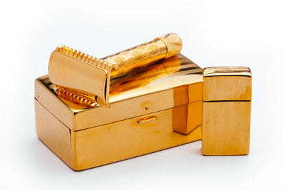 1920's Gillette New Improved Chippendale Razor Set 24K Gold Revamp