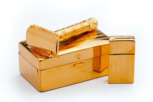 1920's Gillette New Improved Chippendale Razor Set 24K Gold Revamp