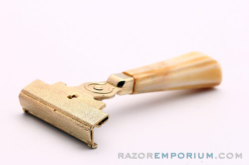 1940's Schick Gold SE Injector Bakelite Handle - Slide Open
