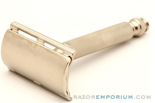 1958 D2 Gillette Ball End Tech DE Safety Razor Factory Nickel