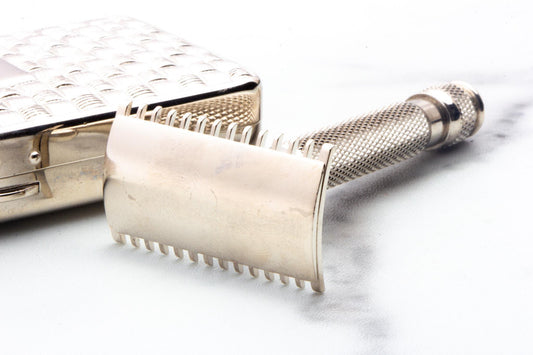 1917 Gillette ABC Pocket Edition Ball End Replica Handle Double Edge Safety Razor | Factory Nickel Revamp