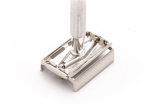 1957 C4 Gillette Blue Tip Light DE Super Speed Razor | Factory Nickel Revamp
