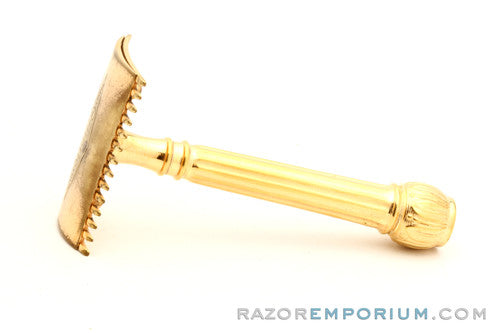 1909 Gillette Gold ABC Pocket Edition - Old Type (DE) Razor with Gun Metal Case and Blade Bank
