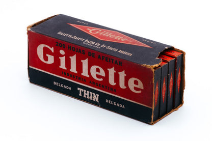 New Old Stock - 200 Gillette Thin Delgada - Made in Argentina - Double Edge Razor Blades