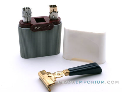1960's Eversharp Schick Hydro Magic Gold Injector w/ Black Bakelite Handle & Orig. Case