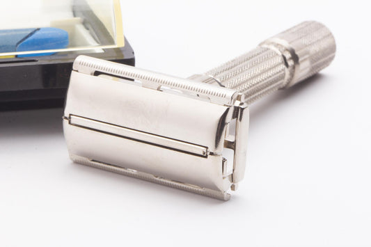 1959 E1 Gillette Fatboy Adjustable Double Edge Razor Set | Original Condition