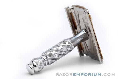 1970 Gillette Ball End Tech Travel Spiral Handle Razor Marcus Regs P2