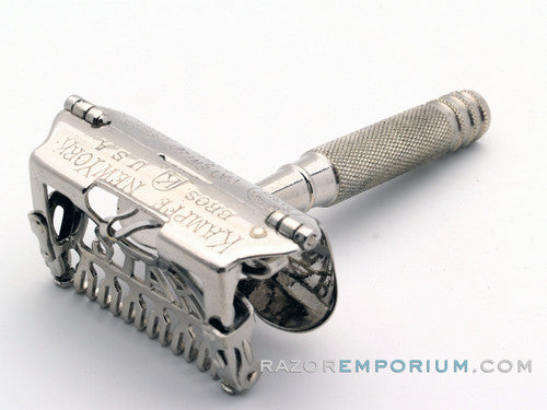 1920's Star Kampfe Brothers Single Edge Safety Razor 1912 Style w/ Leather Case