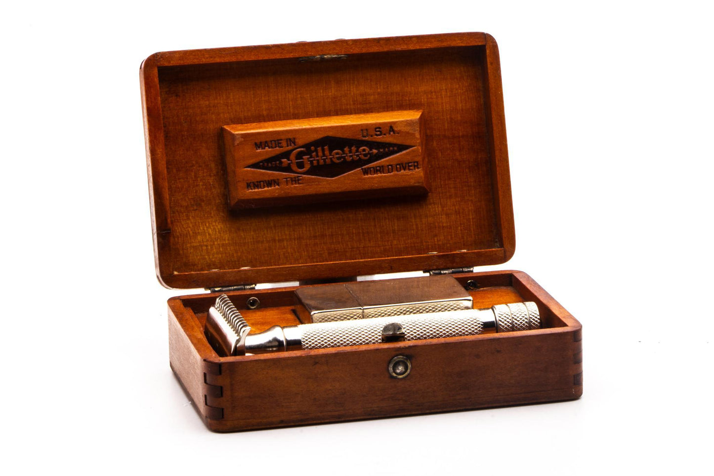 1926 Gillette Big Fellow Double Edge Safety Razor Set | Factory Nickel Revamp