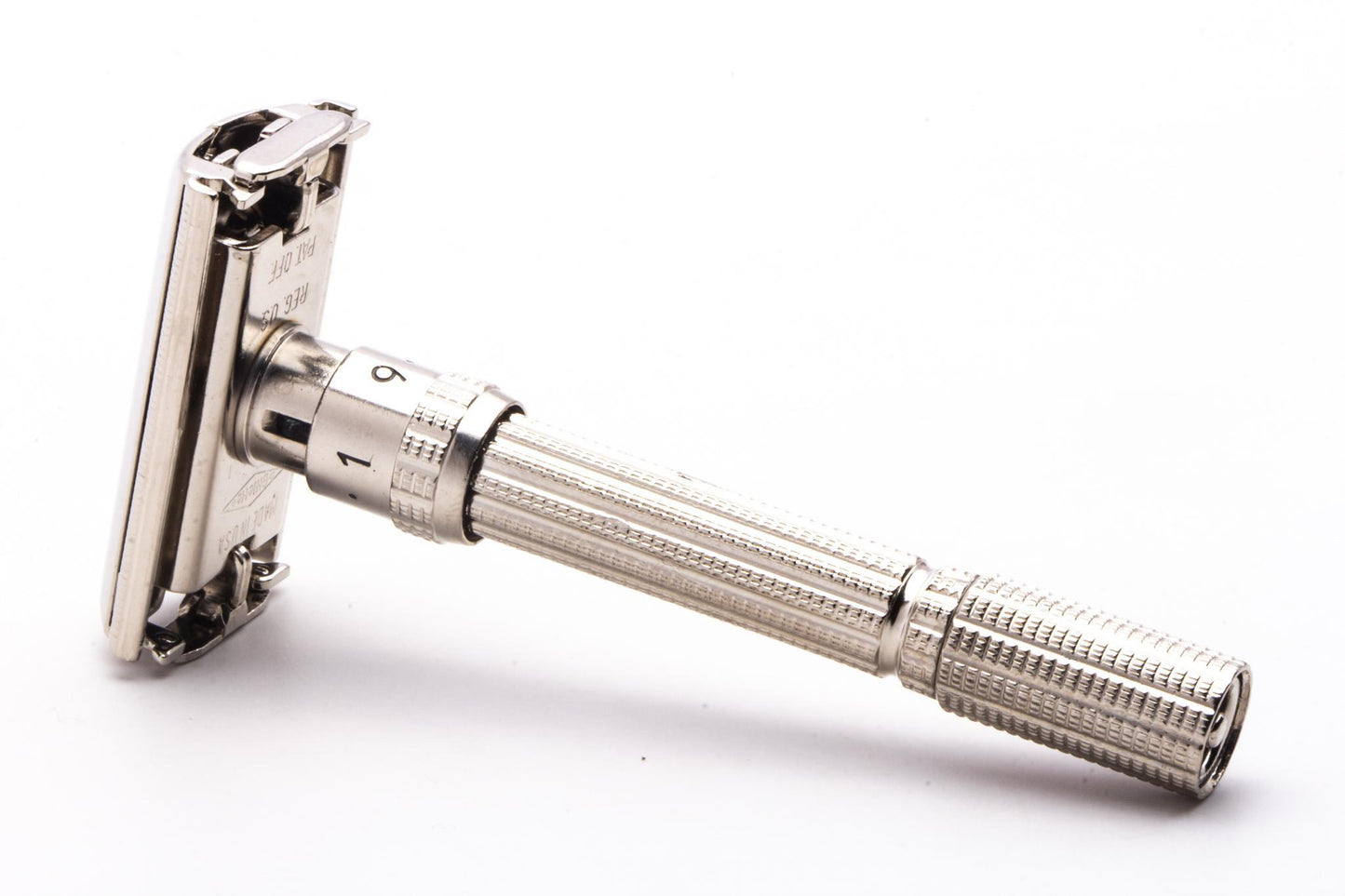 1966 L4 Gillette Slim Aristocrat Adjustable TTO Double Edge Safety Razor | Factory Nickel Revamp