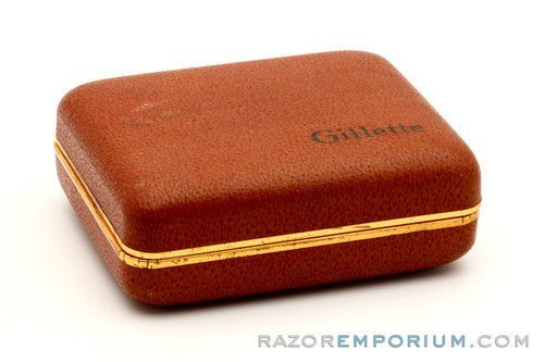 1948-1951 Gillette  Aristocrat DE Safety Razor w/ Leather Case & Blades * 24K Gold