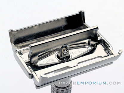 1960 F2 Flair Tip Super Speed DE Safety Razor Set w/ White Case & Blueblade Bank