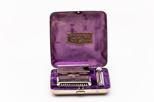 1940's Gem 1912 Style Single Edge Safety Razor | Metal Case & Blade Bank