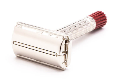 1955 A3 Gillette Heavy Red Tip Super Speed Safety Razor | Factory Nickel Revamp