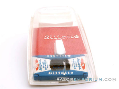 1960's Gillette Slim Adjustable Original White & Red Case w/ Blade Bank