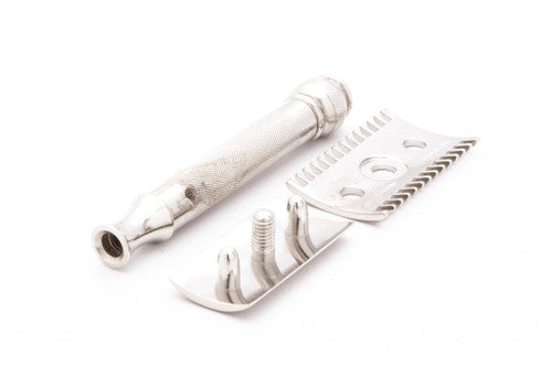 Schepps Bakery Gillette Three Piece Safety Razor Open Comb | Nickel Revamp
