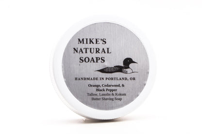 Mike's Natural Soap | Orange, Cedarwood, Black Pepper Shaving Soap