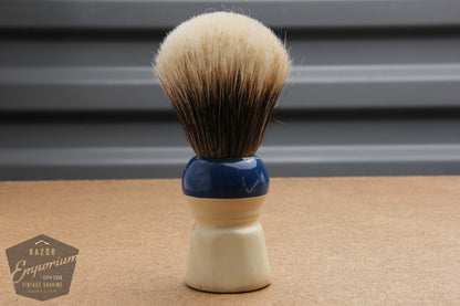 Vintage Re-Knotted Blue & Cream Handle Shaving Brush - 24mm Finest Badger