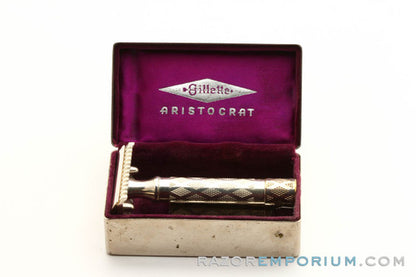 1921 Gillette New Improved Aristocrat Set in Original Case w/ Rolling Blade Bank Made in Canada