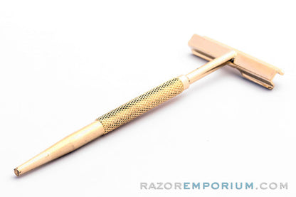 1980's Gillette Trac II Metal Gold Handle Razor Set