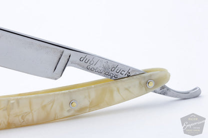 5/8" Dubl Duck Pearlduck Goldedge Straight Razor w/ Original Gold Inlay Celluloid Scales | Solingen, Germany