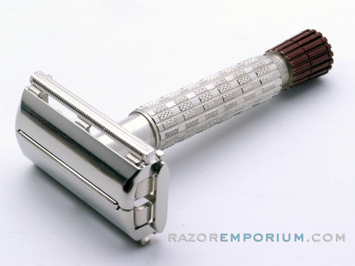 1950's British Gillette Heavy Red Tip DE Super Speed Safety Razor w/ Case & Blade Bank | Made in England | RARE