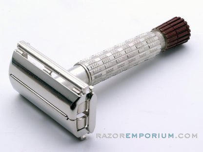 1950's British Gillette Heavy Red Tip DE Super Speed Safety Razor w/ Case & Blade Bank | Made in England | RARE