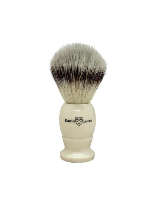 Edwin Jagger | English Shaving Brush, Imitation Ivory with Synthetic Silvertip Fiber, Large