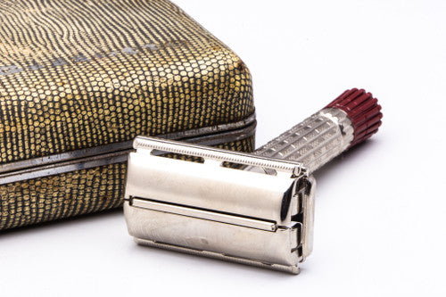 1957 C3 Gillette Red Tip Heavy Super Speed Safety Razor Set | Original Condition