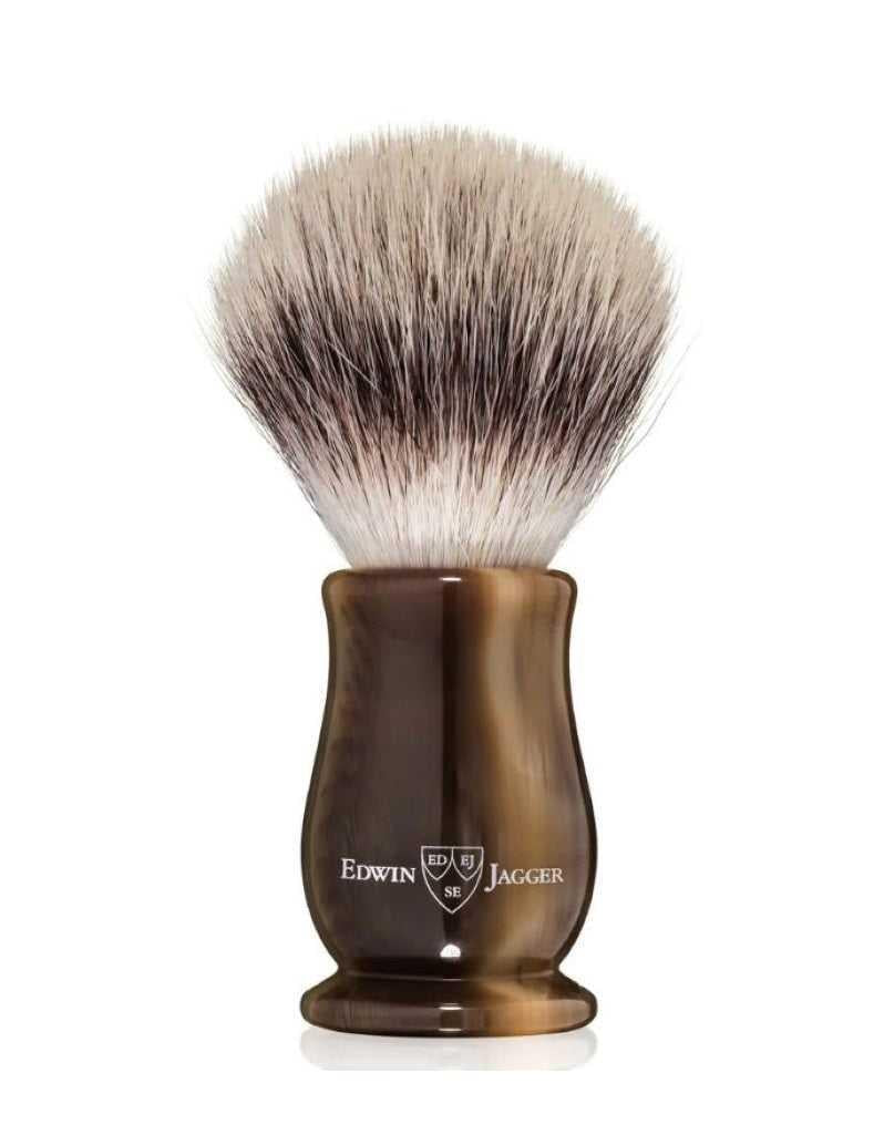 Edwin Jagger | LHCSBSYNST Chatsworth Imitation Light Horn Synthetic Silver Tip Shaving Brush, Medium