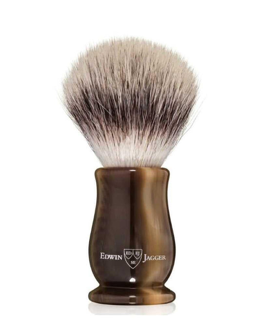 Edwin Jagger | LHCSBSYNST Chatsworth Imitation Light Horn Synthetic Silver Tip Shaving Brush, Medium