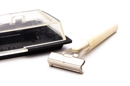 1960's Schick Injector Cream Handle Safety Razor Set | Original Condition
