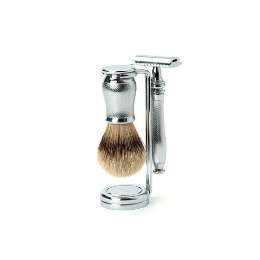 Edwin Jagger | 3PC Synthetic Silvertip Chatsworth Double Edge Safety Razor Shaving Set – Barley