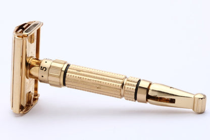 Gillette 1960 Gold Toggle Adjustable DE Safety Razor Set w/ Case & Blades - F4