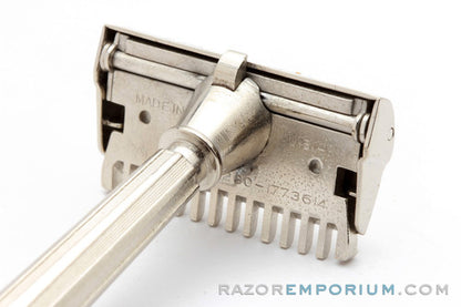 1930's Gem Micromatic Open Comb SE Safety Razor | Factory Nickel Revamp